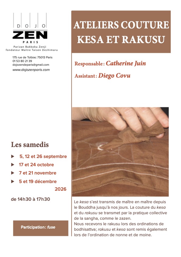 indique les dates, le lieu et les modalités de participation aux ateliers de couture