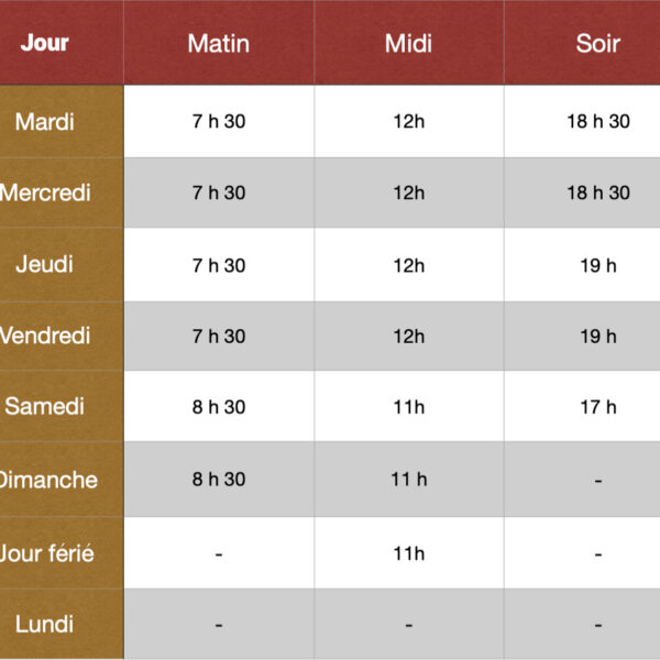 indiquer tous les horaires des séances de méditation de la semaine